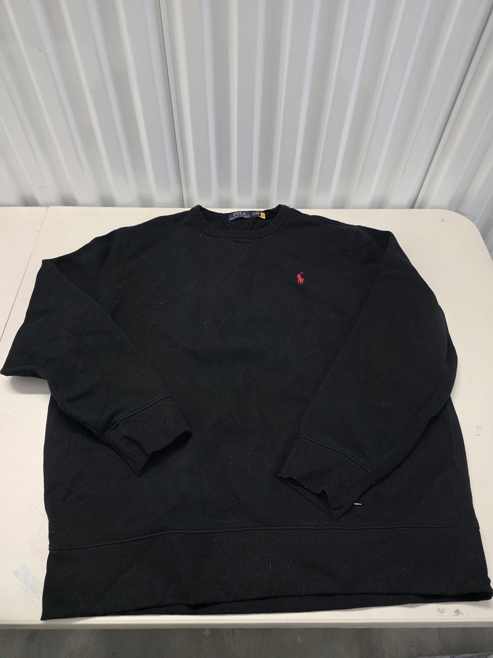 Polo Ralph Lauren Fleece Crewneck Sweatshirt Men's Size XL Black Red Pony
